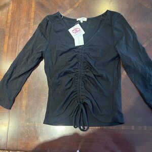Heart Hips Black Long Sleeve Ruched Top